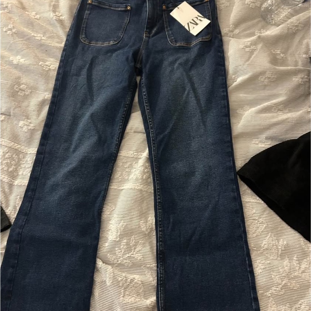 Zara Blue Flare Wide Leg Jeans